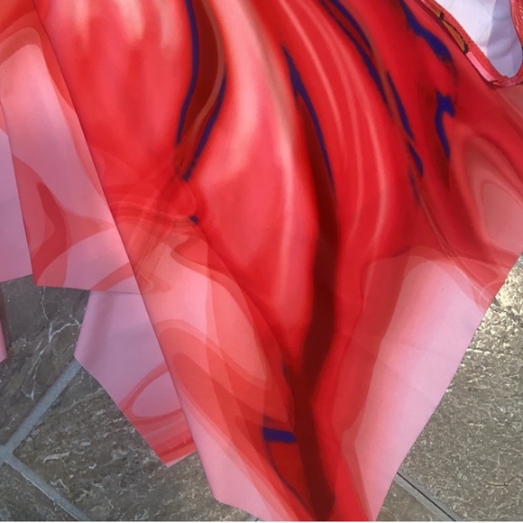 Red Flowy Mermaid Scale 2 Piece Swimsuit (NWOT) - Picture 2 of 10